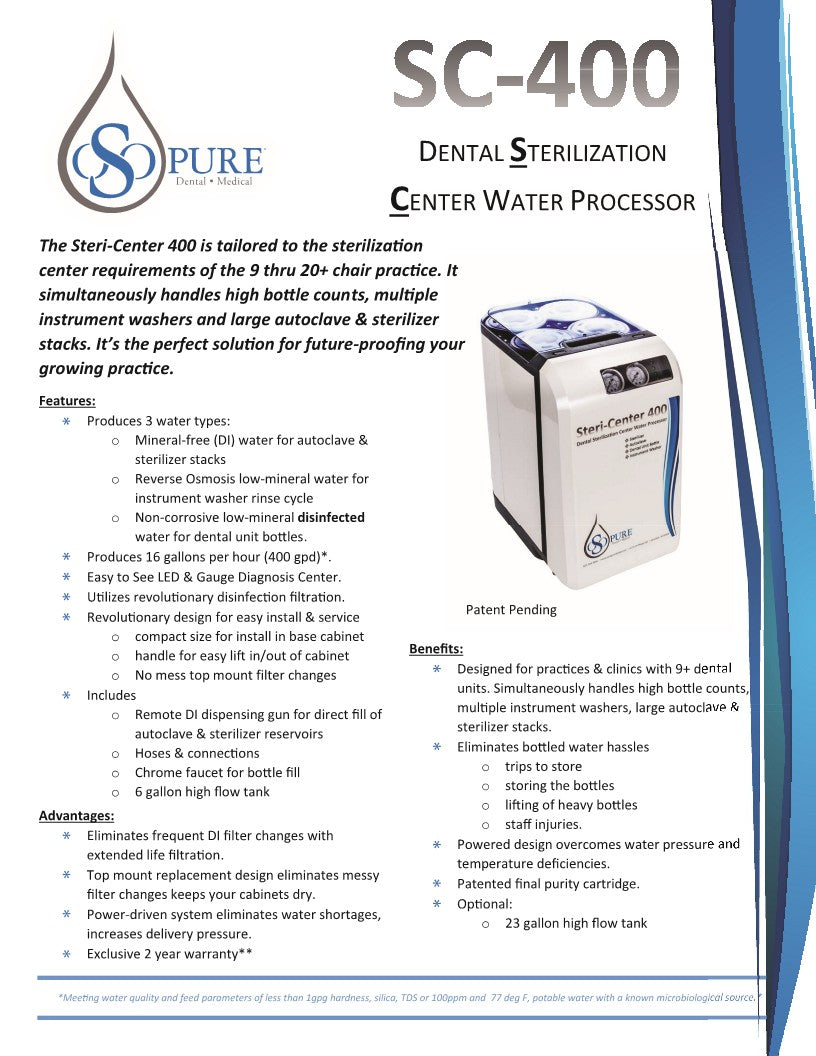 SC-400 Dental Sterilization Center Water Process